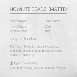 Howlite Beads, Matte Howlite, 8mm Beads, Frosted Beads, White Howlite, White Beads Natural Gemstones 8mm Gemstone Beads, Howlite White Beads zdjęcie 4