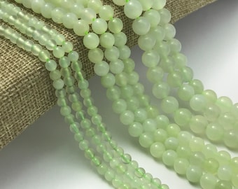 New Jade Serpentine Beads 8mm Beads Green Beads Smooth Beads Light Green 8mm Gemstone Beads Green Gemstone Beads