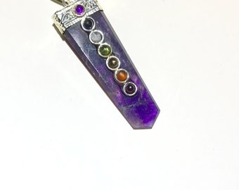 Chakra Pendant, Chakra Amethyst Pendant, Amethyst Pendant, Purple Pendants, Natural Gemstone Pendant, Chakra, 7 Chakra, Birthstone, Amethyst