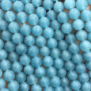 Blue Jade, Matte Beads, 8mm Beads, Jade Beads, Frosted Beads, Light Blue Beads, Matte Jade, Sky Blue Beads, 10mm Beads, Jade Gemstone image 5