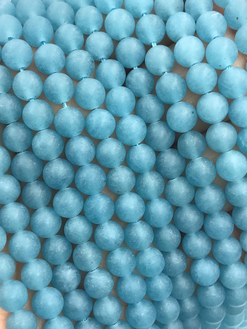 Blue Jade, Matte Beads, 8mm Beads, Jade Beads, Frosted Beads, Light Blue Beads, Matte Jade, Sky Blue Beads, 10mm Beads, Jade Gemstone image 5