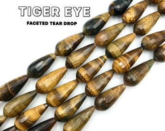 Yellow Tiger Eye Beads, 12x27mm, Teardrop Beads, Faceted Teardrop Beads, Tiger Eye Beads, Faceted Beads, Gemstone Beads, Teardrop Gemstone
