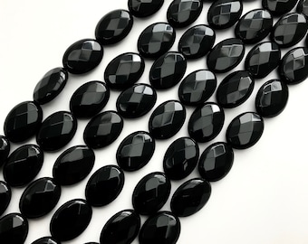 NEW Black Onyx Bead Oval Faceted 10X14mm Full Strand  15.5 Inches、27pcs Per Strand