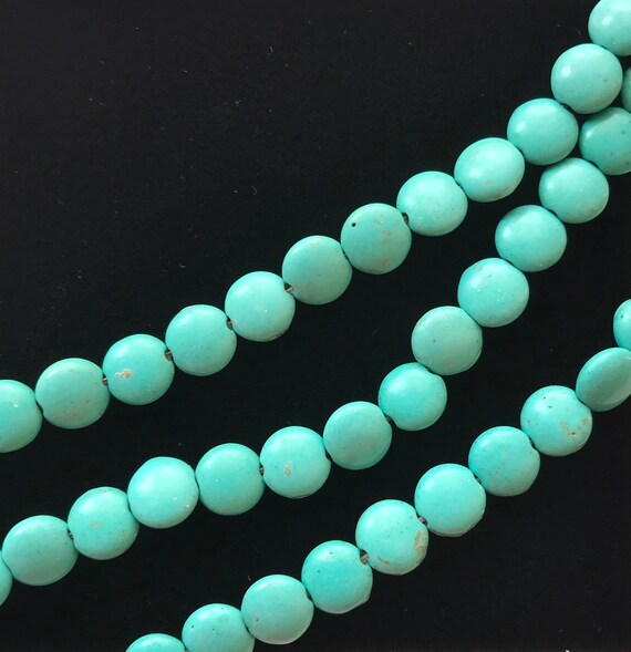 SALE 10mm Howlite Turquoise,puff Coin Beads,earring Beads, Flat