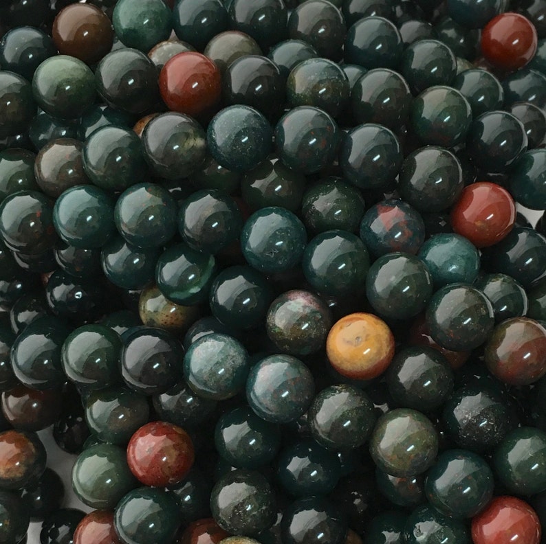 Bloodstone Beads, 8mm Beads, Blood Stone, Green Beads, Heliotrope, Dark Green, Green Gemstone, Bloodstone Gemstone Beads, Protection Stones image 7