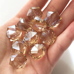 Hexagonpärlor, 14 mm pärlor, polerade kristallpärlor, fasetterade pärlor, lösa pärlor, champagnefärgade, svarta diamantpärlor, genomskinliga pärlor, klara pärlor