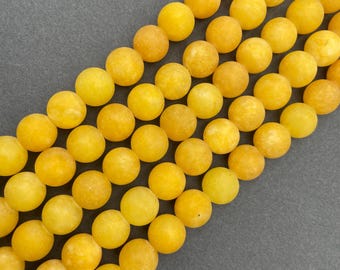 AAA Yellow Jade Matte Round Beads, 8mm,10mm,Hole Size 0.8mm. Gift for Him,Gemstone Beads,Chakra Beads