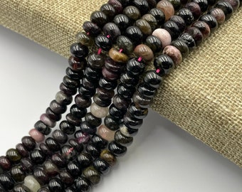 Natural Tourmaline Multi-Color Smooth Roundel Beads, Full Strand 15 Inches,Hole Size 0.8mm, Multi-Color Beads,Tourmaline Jewelry