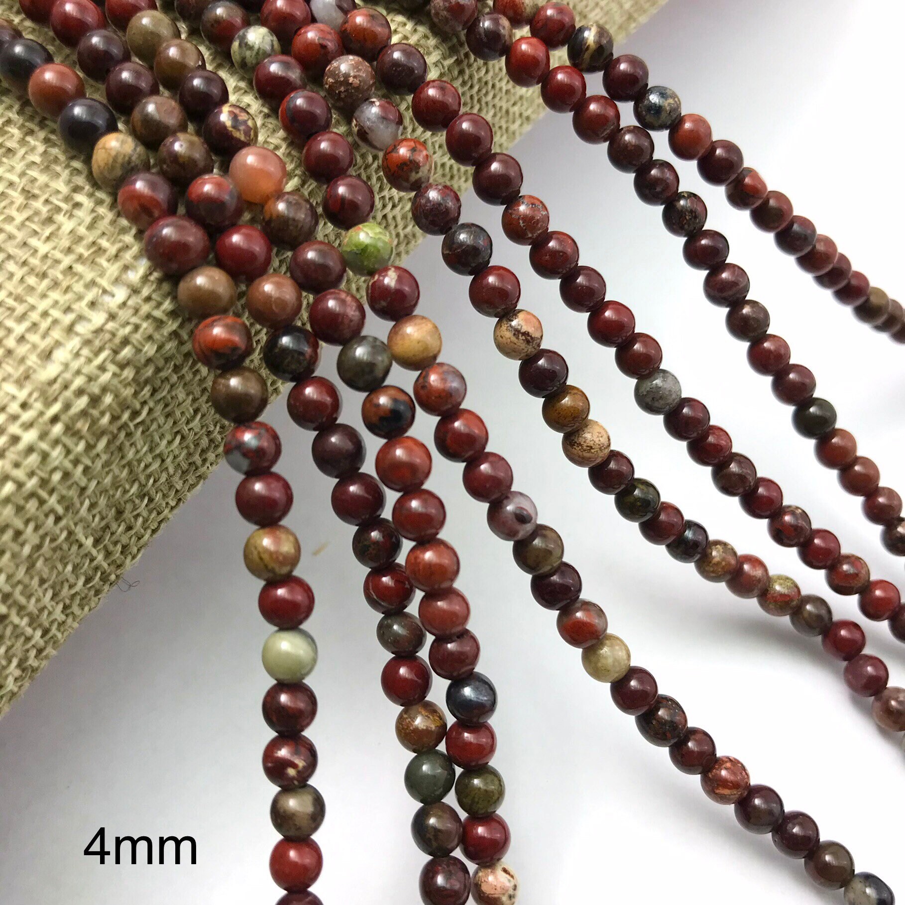 Poppy Jasper 6mm Round Gemstone Beads - 35cm Strand For DIY Jewellery Making