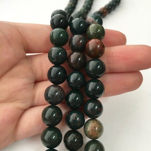 Bloodstone Beads, 8mm Beads, Blood Stone, Green Beads, Heliotrope, Dark Green, Green Gemstone, Bloodstone Gemstone Beads, Protection Stones image 6