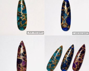 1 PC 54x16mm BLue Gold Quartz, Long Tear Drop, AAA Quality, Gemstone Pendants,Lapis Pendant, Purple Pendants, Hand Make