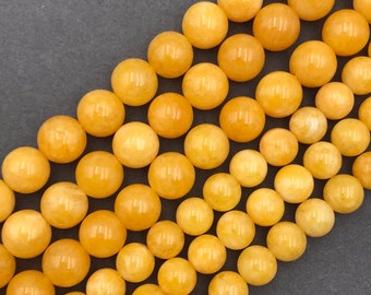 AAA Yellow Jade Smooth Round Beads,Full Strand 15 Inches, 6mm,8mm,10mm,Hole Size 0.8mm. Gemstone Beads.Chakra Beads