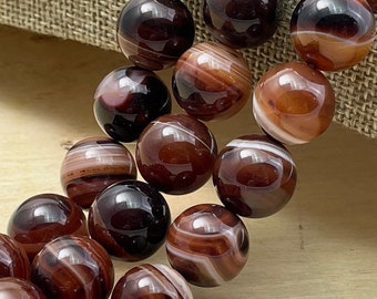 Healing Fancy Agate Dream Agate Sardonyx Agate Crystal Beads 8mm 10mm 12mm 14mm Impression Agate Fancy Stripe Agate Gemstone Beads