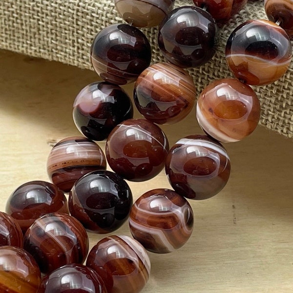 Healing Fancy Agate Dream Agate Sardonyx Agate Crystal Beads 8mm 10mm 12mm 14mm Impression Agate Fancy Stripe Agate Gemstone Beads