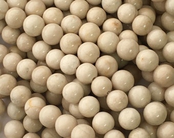 Pierre fossile, perles de pierres précieuses, blanc cassé, 4 mm-14 mm, perles 8 mm, perles 6 mm, perles pour fabrication de bijoux, perles pour bracelets, pierre naturelle, crème