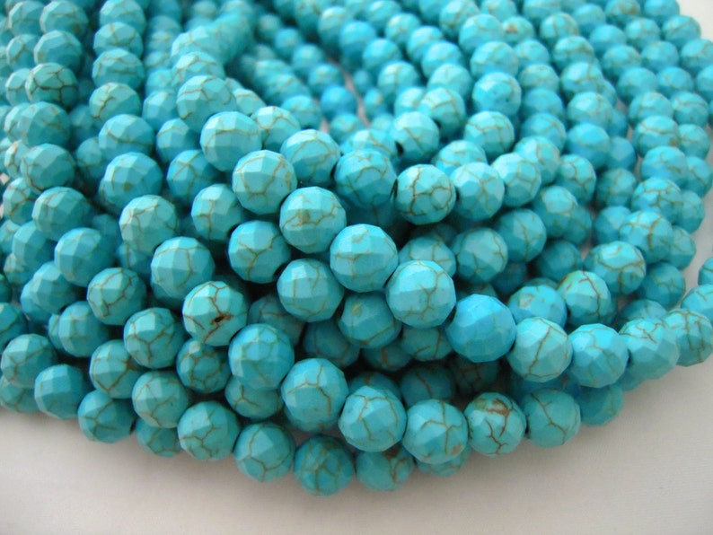 Turquoise Magnesite, 8mm Beads, Faceted Beads Turquoise Howlite Turquoise Beads Howlite Beads, Magnesite Beads, Faceted Turquoise, 6mm Beads image 1