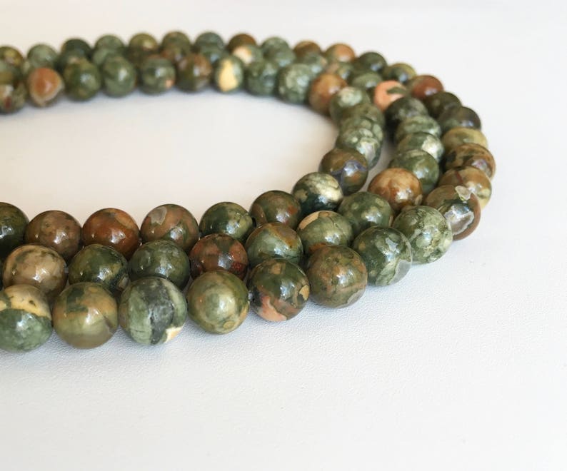 Rhyolite 8mm Beads Rainforest Jasper Green Beads Gemstone - Etsy