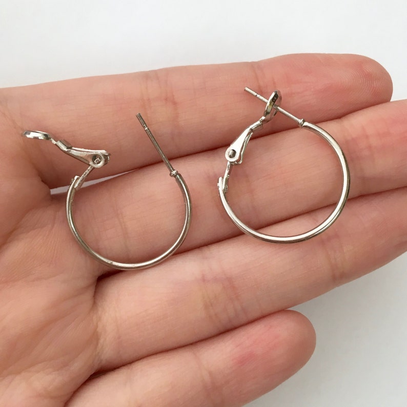 Earring Hooks, 20pcs, Jewelry Supplies, Earring Components Earring Supply, Silver Hoops, Earring Hoops, Earring Closures, Jewelry Components image 2