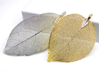 SALE Natural Leaf Pendant, Gold Plated Pendant, Metallic Gold, Gold Plated Leaf, Leaf Pendant, Leaf Jewelry, Leaf Charm Fall Jewelry