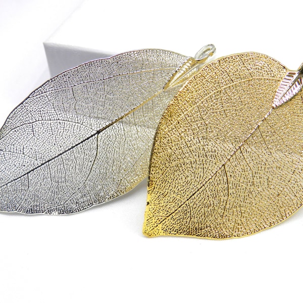 SALE Natural Leaf Pendant, Gold Plated Pendant, Metallic Gold, Gold Plated Leaf, Leaf Pendant, Leaf Jewelry, Leaf Charm Fall Jewelry