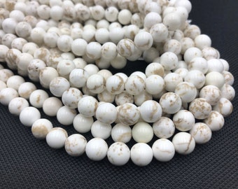 White Turquiose Beads, Magnesite Beads, 8mm Beads, Cream White, Gemstone Beads, White Turquoise, White Beads, Light Beige, 10mm Beads