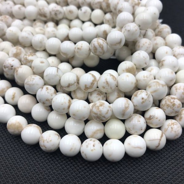 White Turquiose Beads, Magnesite Beads, 8mm Beads, Cream White, Gemstone Beads, White Turquoise, White Beads, Light Beige, 10mm Beads