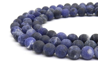 Sodalite Beads, Sodalite, Matte Beads, Beads for Jewelry Making, Blue Beads 8mm Beads 6mm Beads, Natural Beads, Frosted Beads, Blue Sodalite