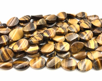 Yellow Tiger Eye Beads, 13x18mm Smooth Twist Oval,Tiger Eye Beads, Oval Beads, Tiger Eye Jewelry, Tiger Eye Gemstone, Yellow Beads