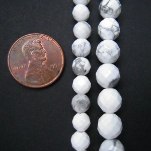 Natural Howlite Beads, 8mm Beads, 6mm Beads, Faceted Beads, Howlite Beads, White Howlite, 8mm Gemstone Beads, Faceted Gemstone, 8mm Howlite image 2