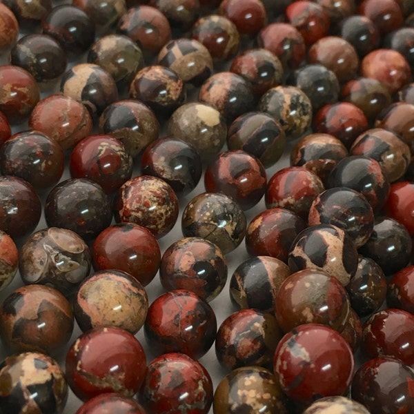 Poppy Jasper, 8mm Beads, 6mm Beads, Brecciated Jasper, Jasper Beads, Red Orange, Gemstone Beads, Beads for Jewelry Making, Multi Color Beads