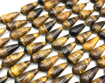 Yellow Tiger Eye Beads, 28x12mm, Teardrop Beads, Smooth Teardrop Beads, Tiger Eye Beads, Crystal Beads, Gemstone Beads, Teardrop Gemstone