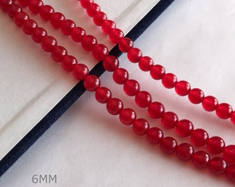 Red Jade Beads, Red Round Beads, Natural Gemstone Beads, Red Jade, Gemstone Beads, 6mm Orange Bead, Orange Gemstone Beads, Jade