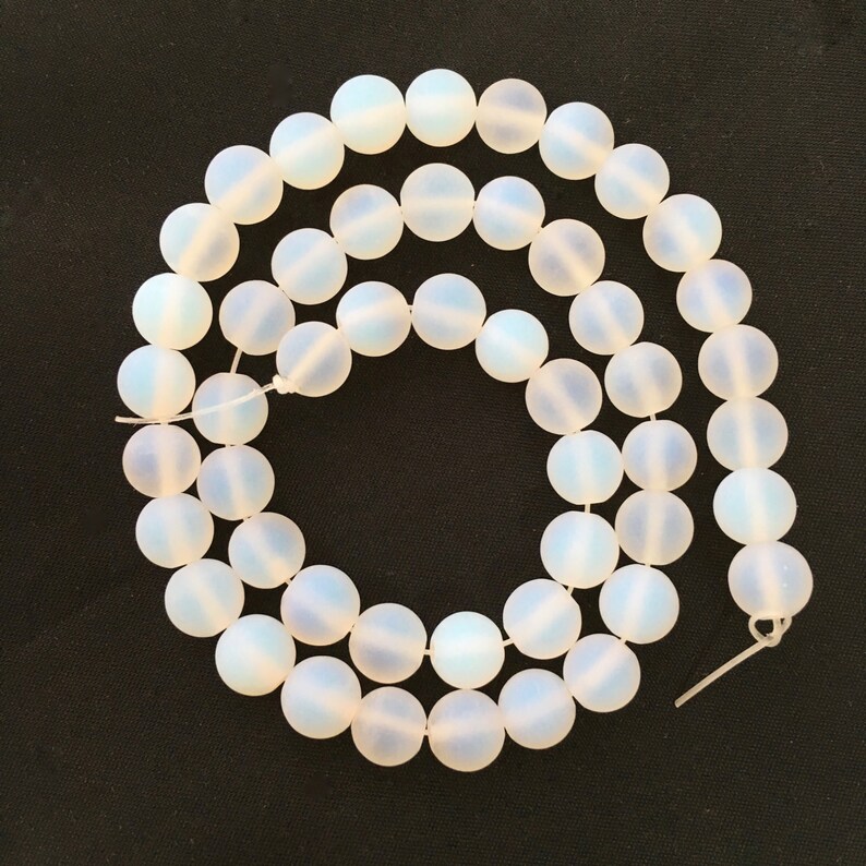 Opal Glass, Matte Beads, 8mm Beads, Opal Beads, Frosted Beads, 6mm Beads, Opal Glass Beads, Gemstone Beads, White Beads, White Opal Beads image 4