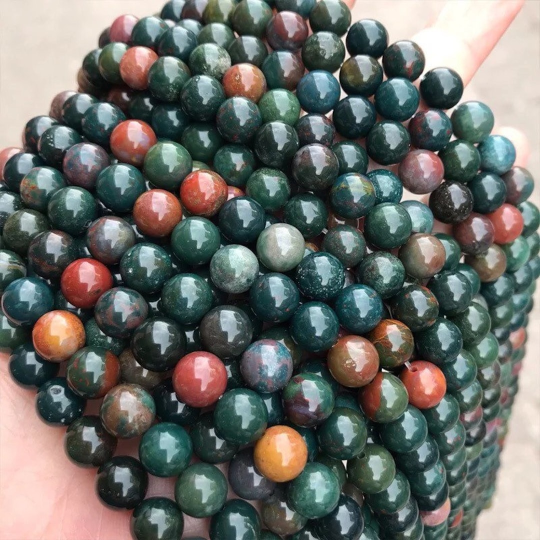 Bloodstone Beads 8mm Beads Blood Stone Green Beads Heliotrope Dark Green Green Gemstone Bloodstone Gemstone Beads Protection Stones Etsy