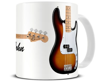 Personalized Precision Bass Guitar Coffee Mug - gift for dad - father's day gift - bass guitar mug - MG217