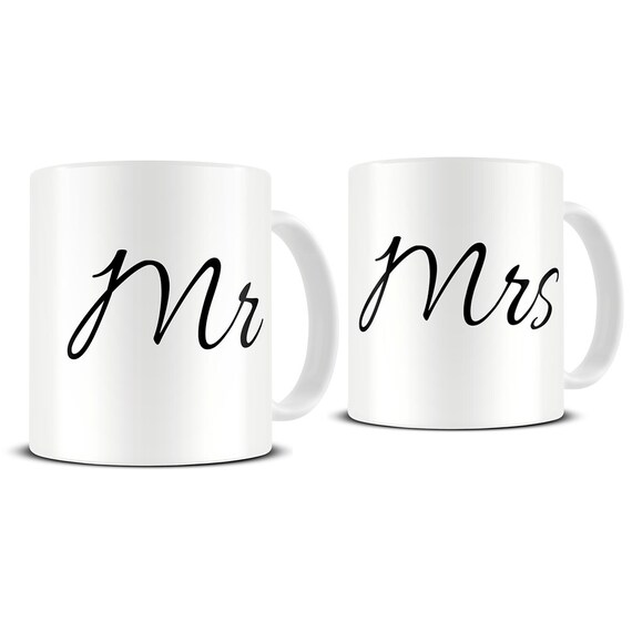 Mr and Mrs Coffee Mugs, Cute Mugs, Wedding Mugs, Wedding Gifts, Gift for Couple - MG421