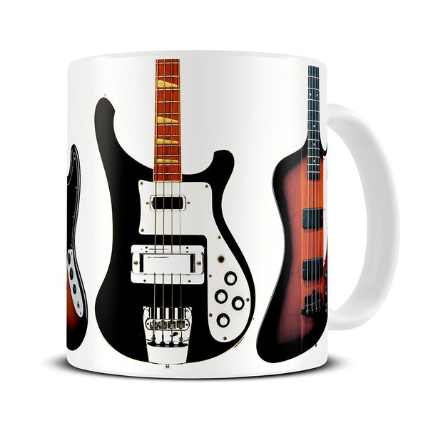 Bass Guitar Collection Coffee Mug - Gift for Bass Guitarist - Bass Guitar Mug - Gift for Bassist - Bass Guitar Gifts - MG295