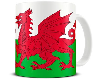 Wales Flag Mug - Welsh Flag Coffee Mug - British Mugs - Welsh Gifts - Cymru Gifts - MG876