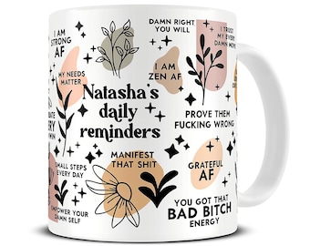 Personalised Bad Bitch Mug, Daily Reminder Coffee Mug, Affirmation Mug, Self Love Mug, Positive Vibes Mug, Swear Mug, Motivational Mug MG998