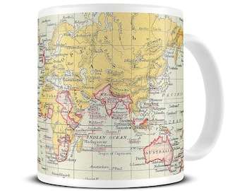 Vintage Map Coffee Mug - Atlas Mug - World Map Mug - Gift for Grandfather - Grandad Mug - Geography - History Teacher - MG590