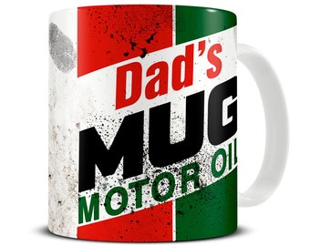 Oil Can Stained Coffee Mug - Dad Mug - Gift for Dad - Petrol Head Gifts - Gift for Car Lovers - Classic Car Gifts - MG966