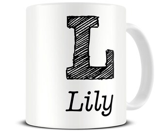 Personalized Scribble Letter Coffee Mug - Personalized Mug - Initial Mug - Letter Mug - Housewarming Gift - Custom Name Mug - MG332