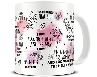 Swear Affirmations Mug - Swear Mug - Self Love - Daily Reminders Coffee Mug - Affirmation Gift for Women - MG942