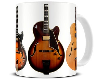 Jazz Guitar Collection Coffee Mug - jazz gifts - gift for dad - father's day gift - guitar mug - MG391