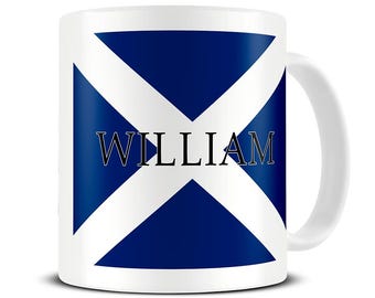 Personalised Scotland Flag Mug - Scottish Saltire Coffee Mug - Custom Name - MG1002