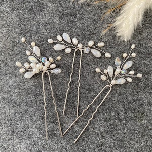 Bridal hairpins with pearls in cream white or pink Universal bridal jewelry hair accessories Handmade wedding accessories image 5