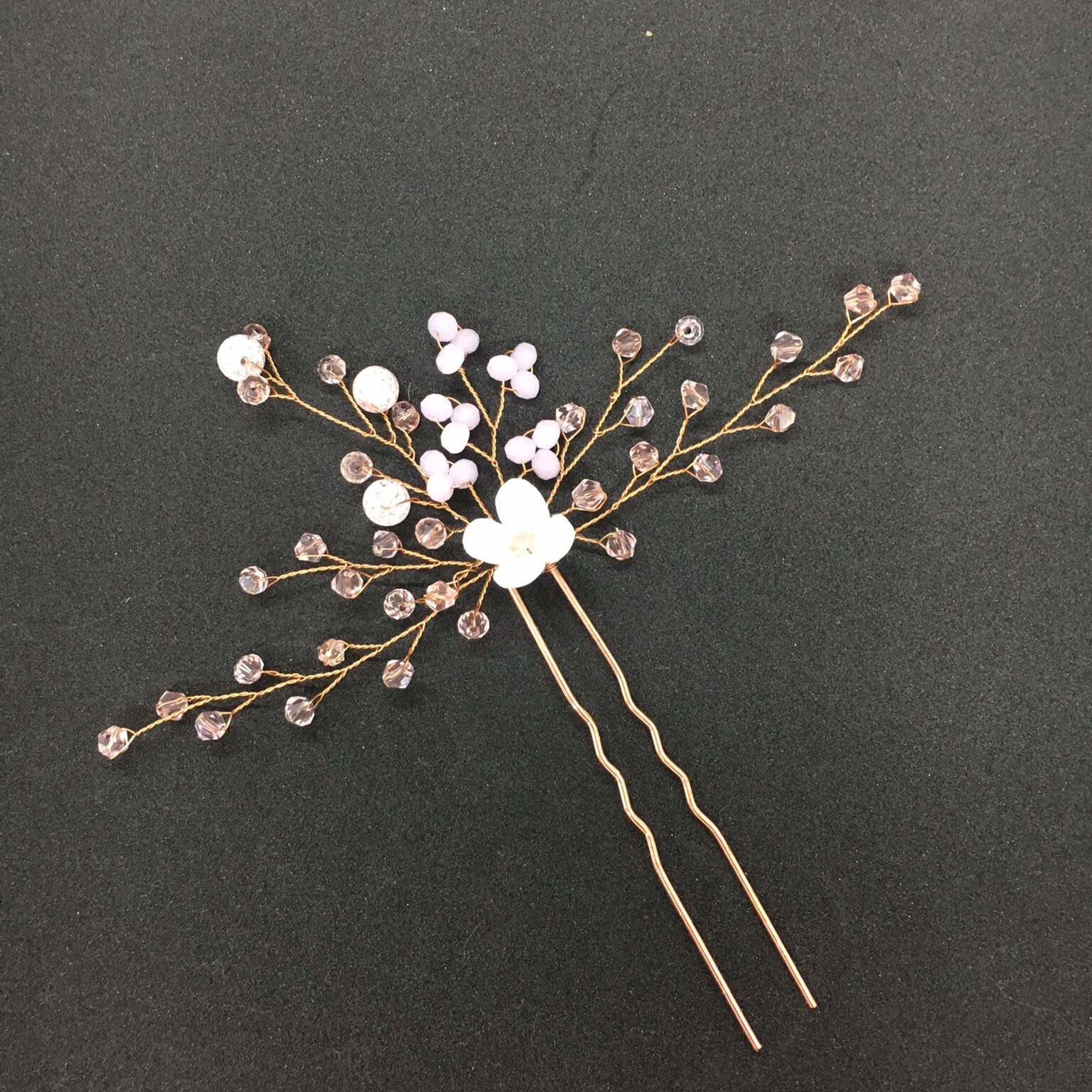Bridal hair pins with pearls in delicate rosé and clay flower | Etsy