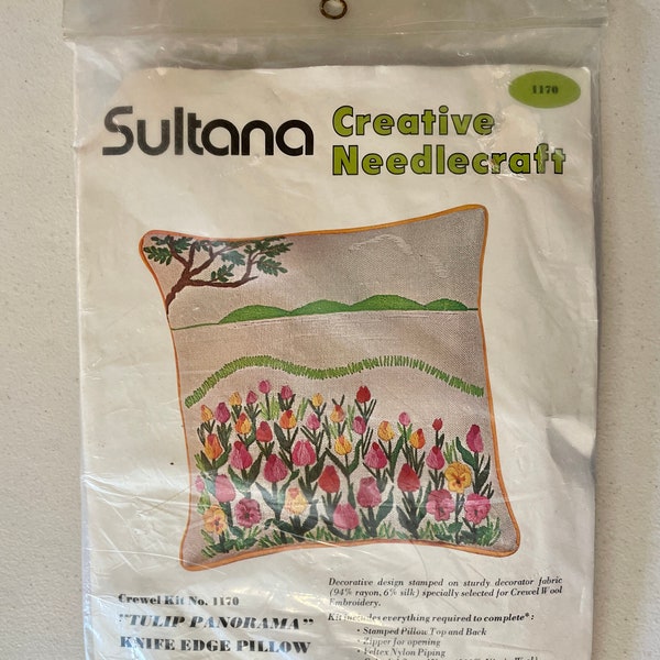 Sultana Creative Needlepoint Crewel Kit for Tulip Panorama Knife Edge Pillow 1170