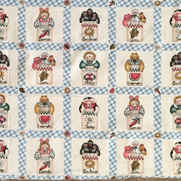 Vintage Animal and Seed Packet Fabric Panel by Dianna Marcum for Marcus Brothers