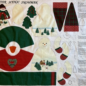 Winter Scenic Snowman Fabric Panel